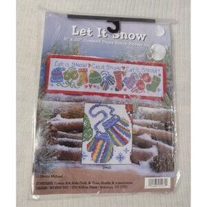 Let It Snow Cross Stitch Picture Kit 5461  Hats & Mittens 5" x 20" -Design Works